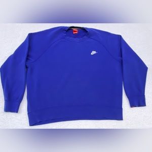 Nike Crewneck Sweatshirt Mens 2XL Blue Embroidered Check Logo